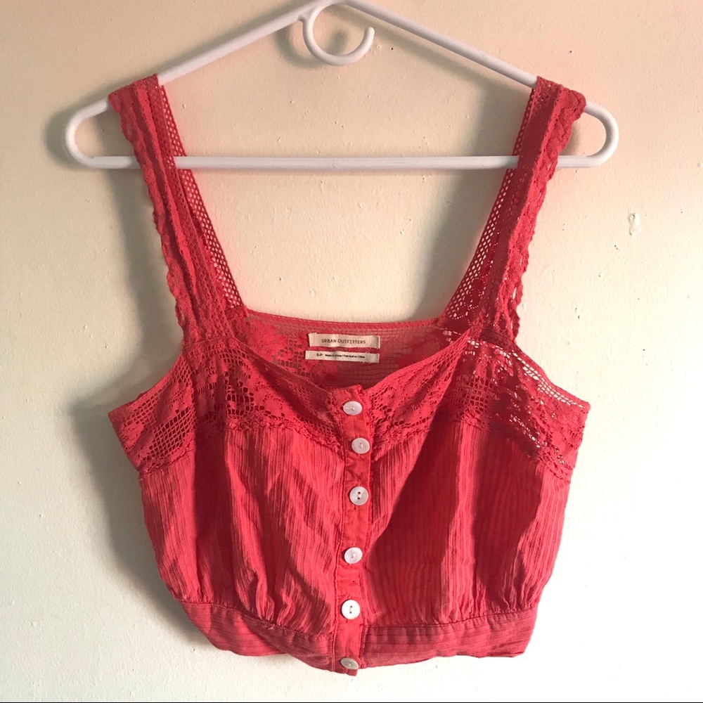 Urban Outfitters Coral Peasant Crop Top